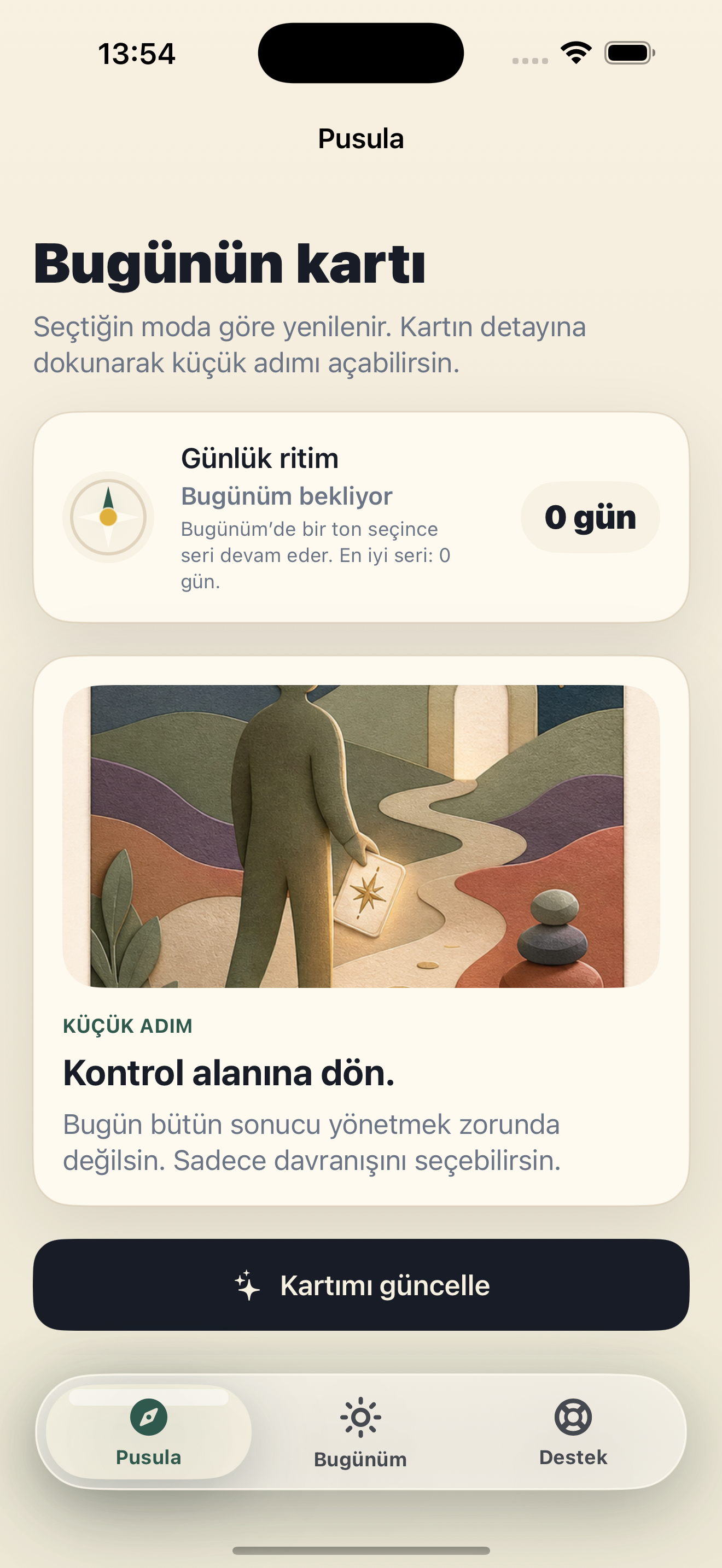 Pusula uygulama ekran görüntüsü